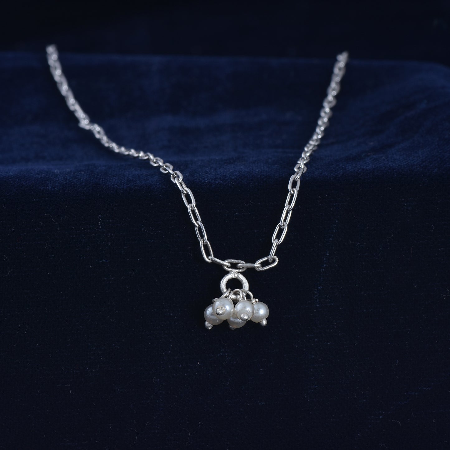 Silver Cluster Pearl Elegance Necklace