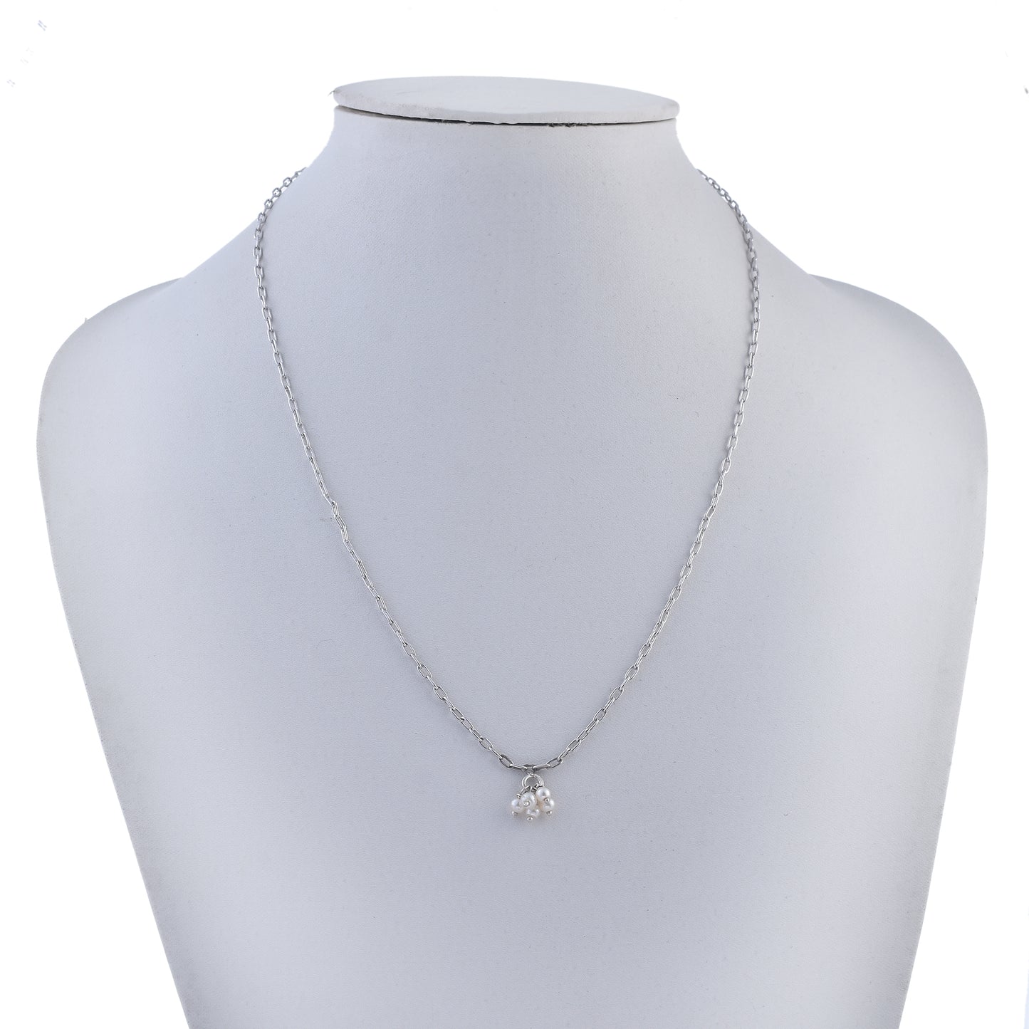 Silver Cluster Pearl Elegance Necklace