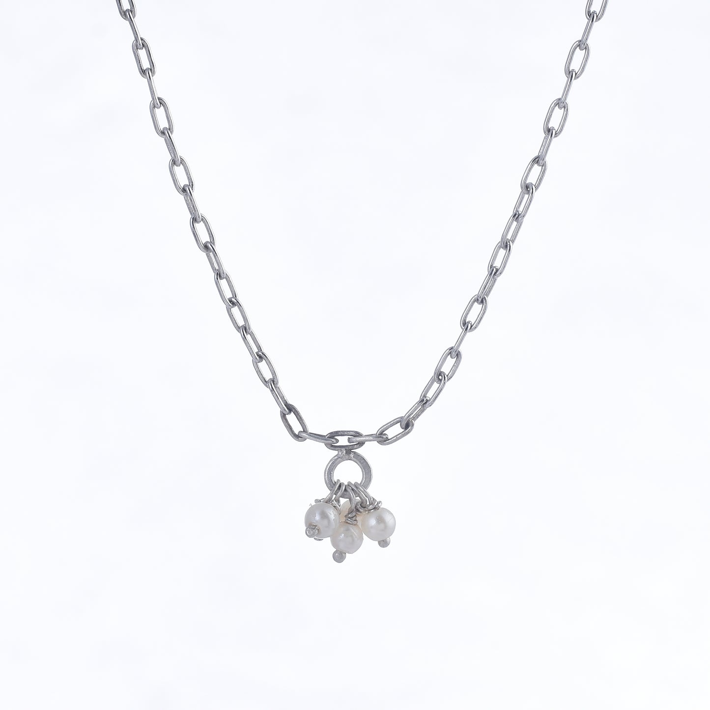 Silver Cluster Pearl Elegance Necklace