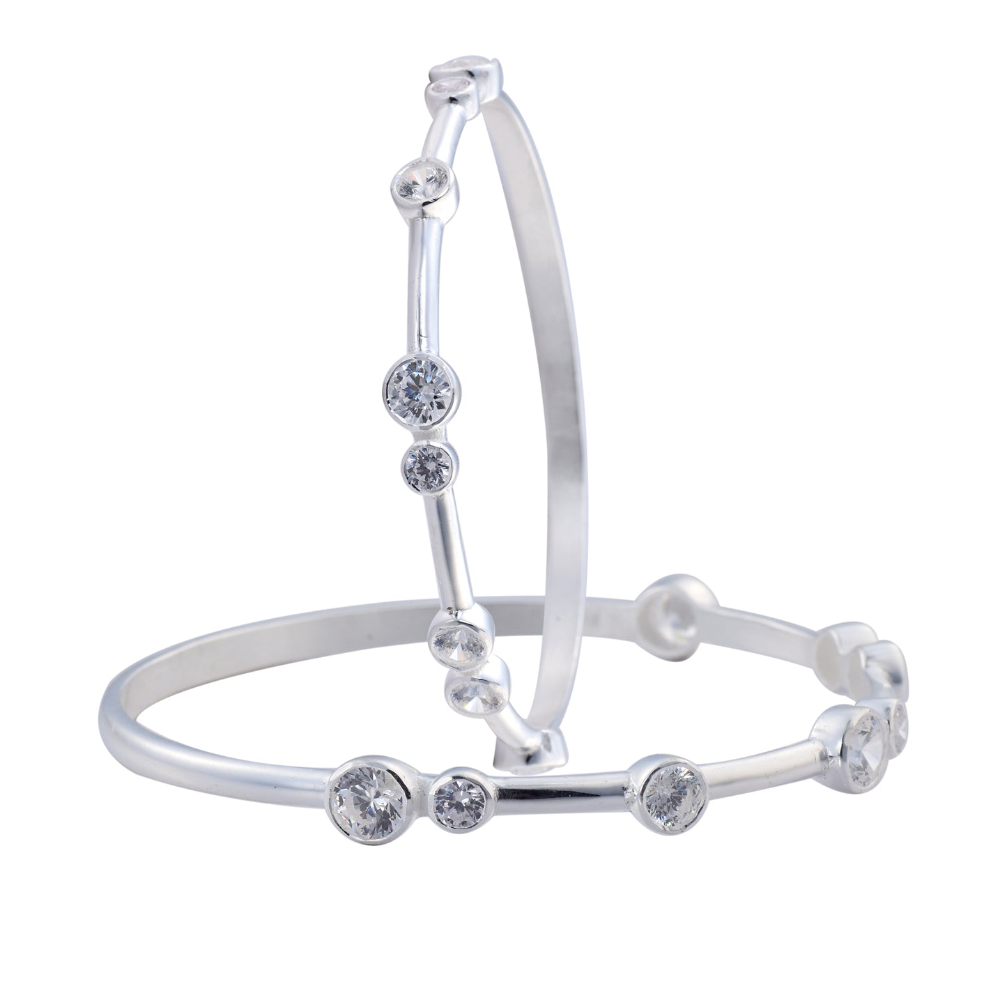 Silver Gleam Zircon Pure Silver Bangle