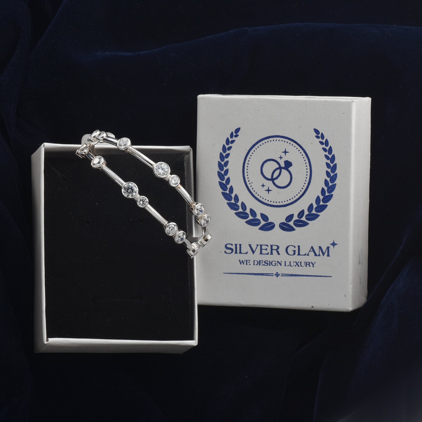 Silver Gleam Zircon Pure Silver Bangle