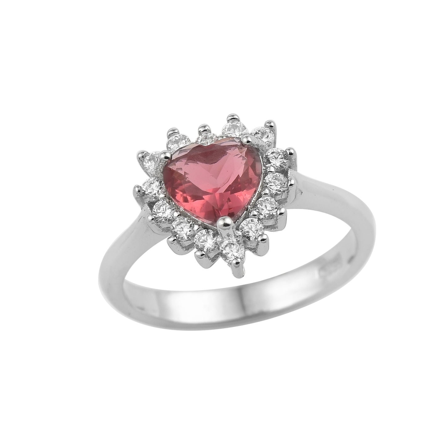 Silver Ruby Glow Zircon Ring