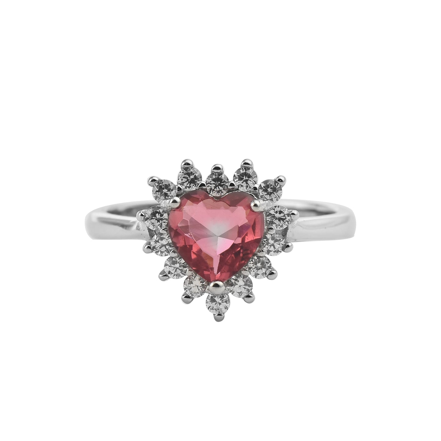 Silver Ruby Glow Zircon Ring