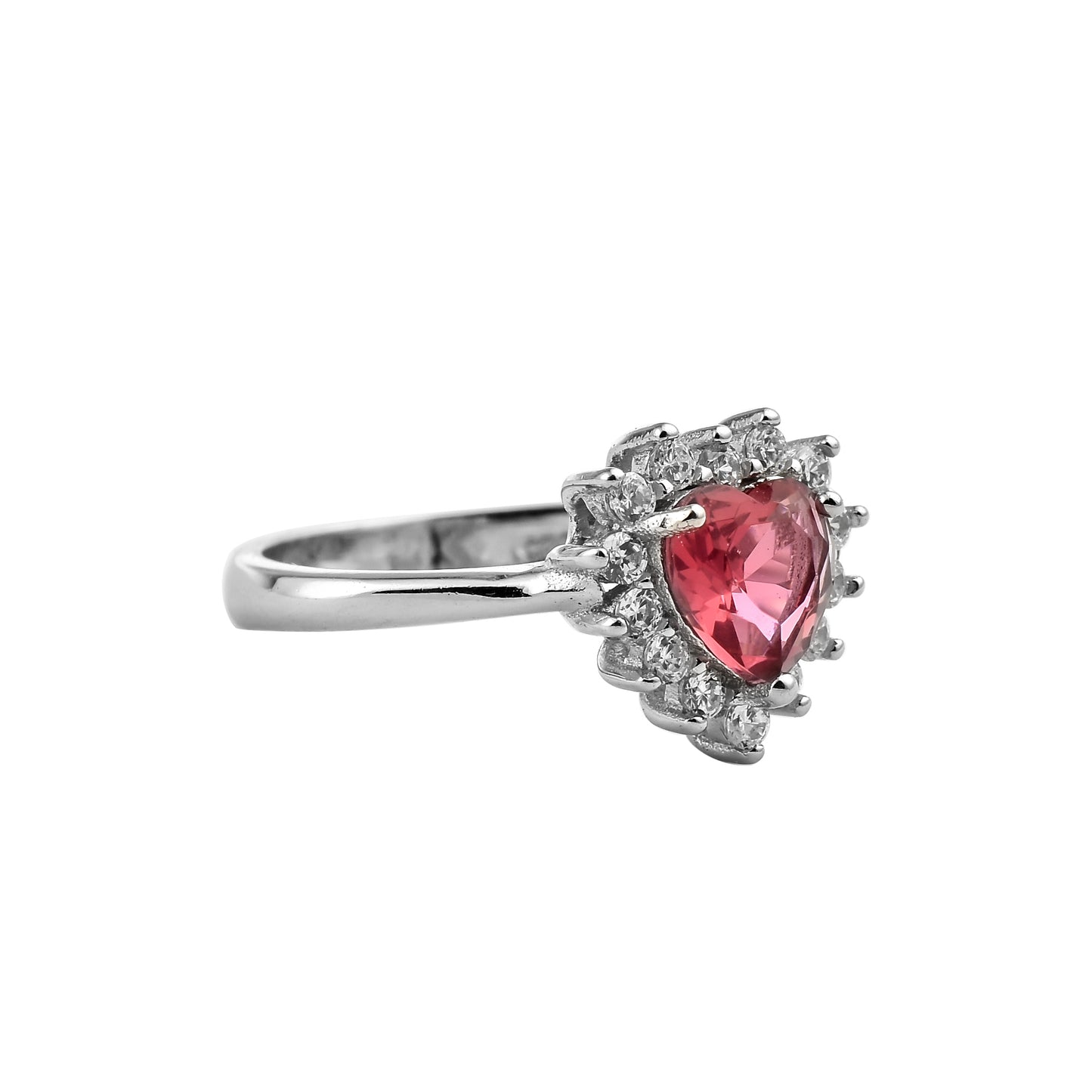 Silver Ruby Glow Zircon Ring