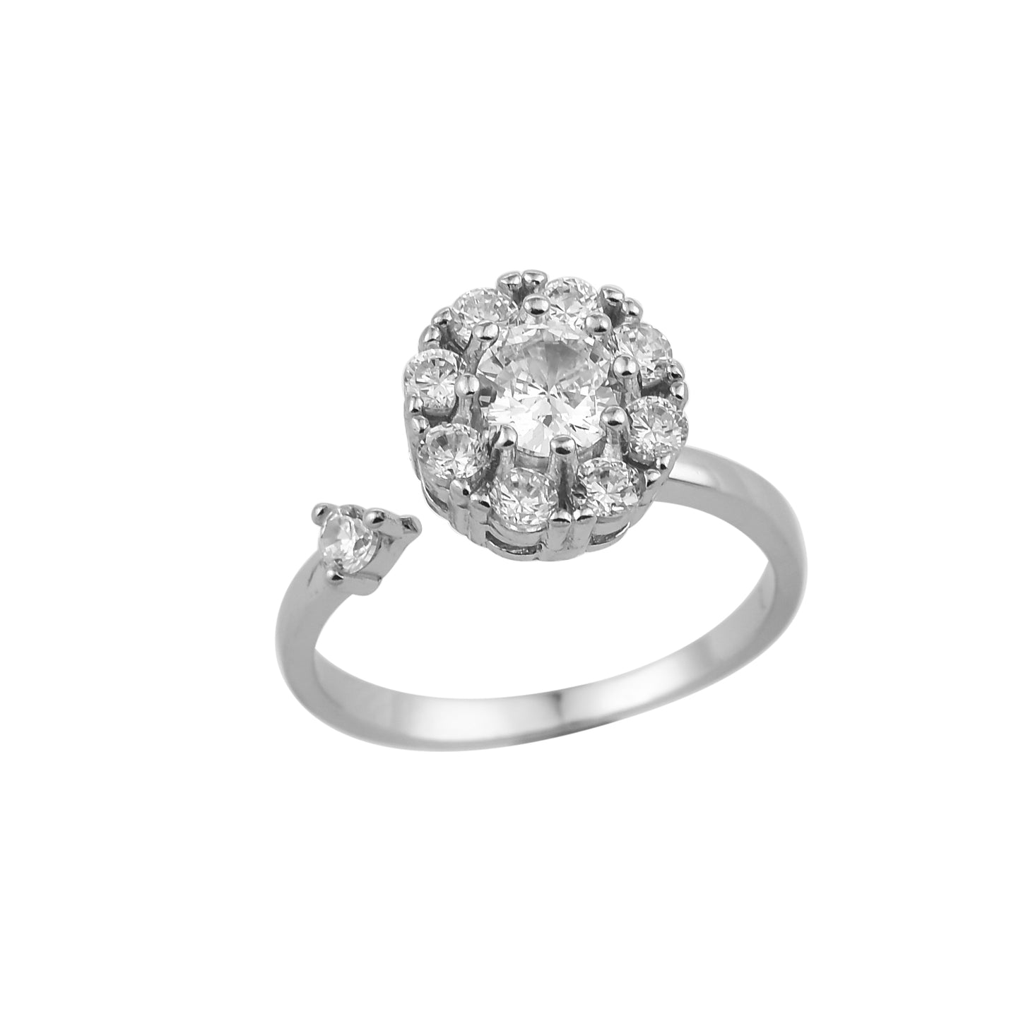 Silver Crystal Shine Zircon Ring