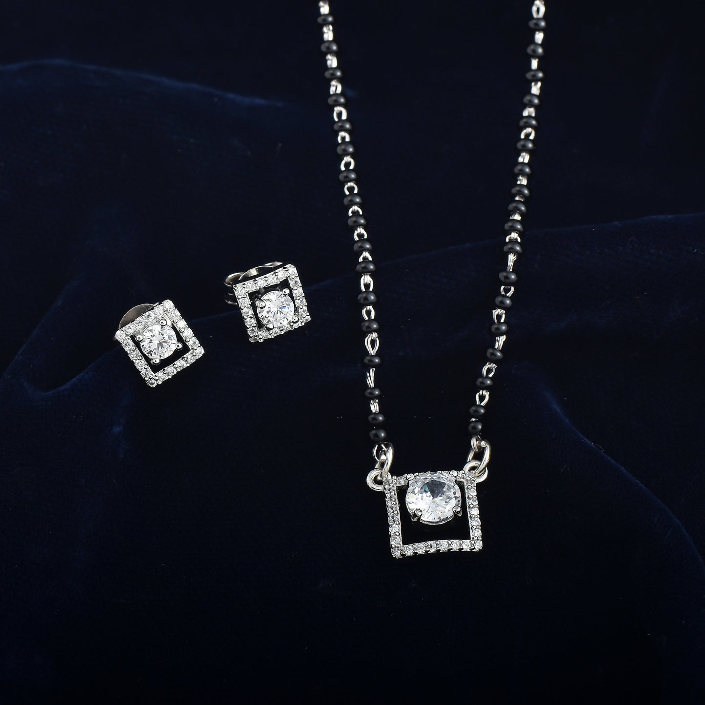 Silver Rhodium Spark Mangalsutra Set