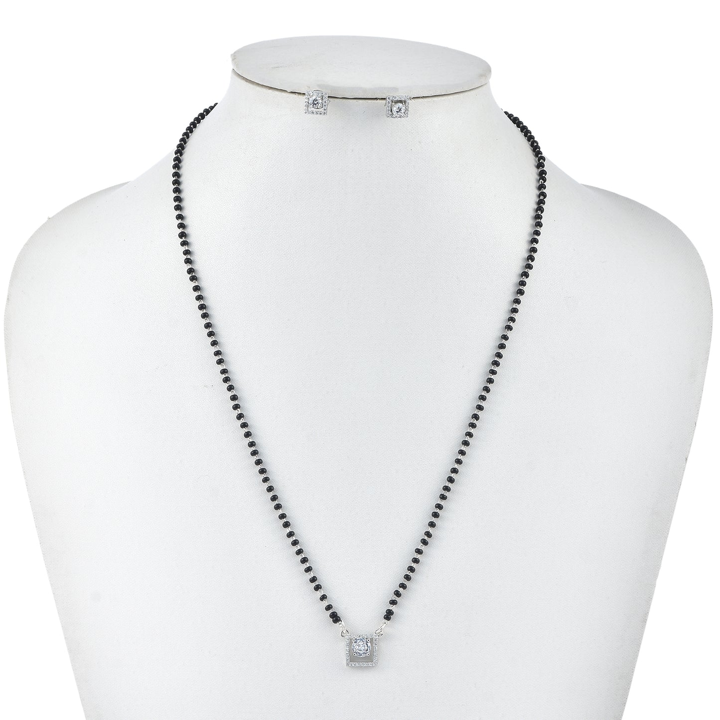 Silver Rhodium Spark Mangalsutra Set