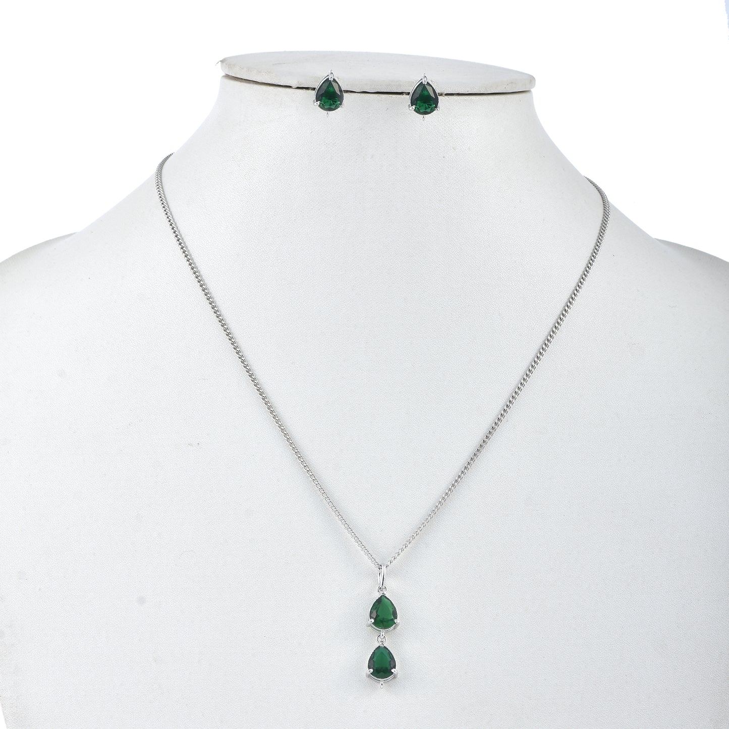 Silver Green Radiance Necklace Set