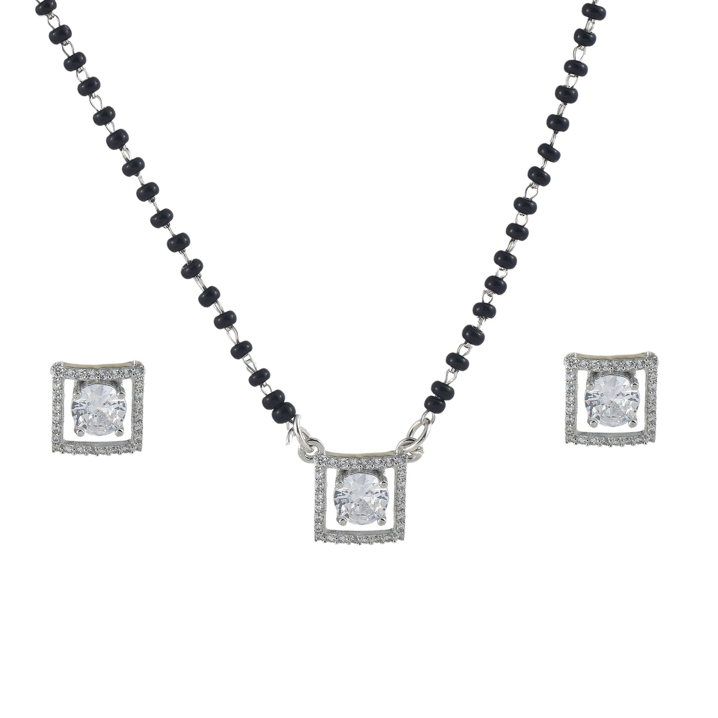 Silver Rhodium Spark Mangalsutra Set