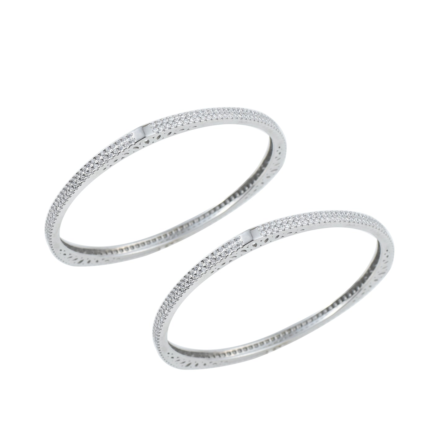 Silver Glint Rhodium Bangles
