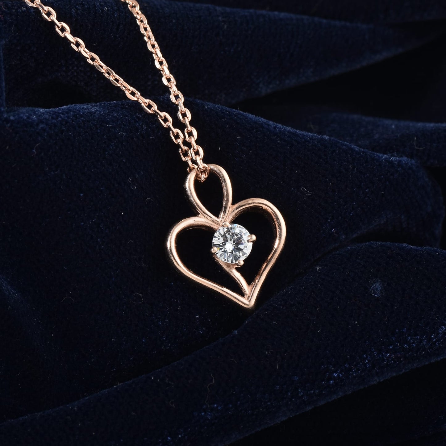 Elegant Rose Gold & Silver Heart Necklace
