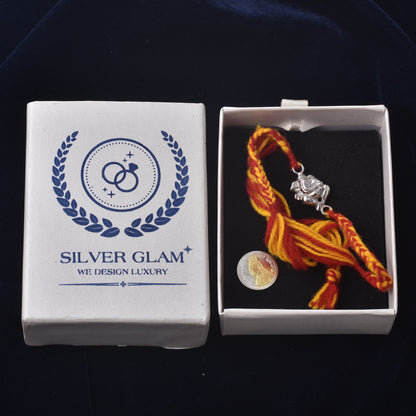 Silver Ganesha Rakhi : Leaf of Luck
