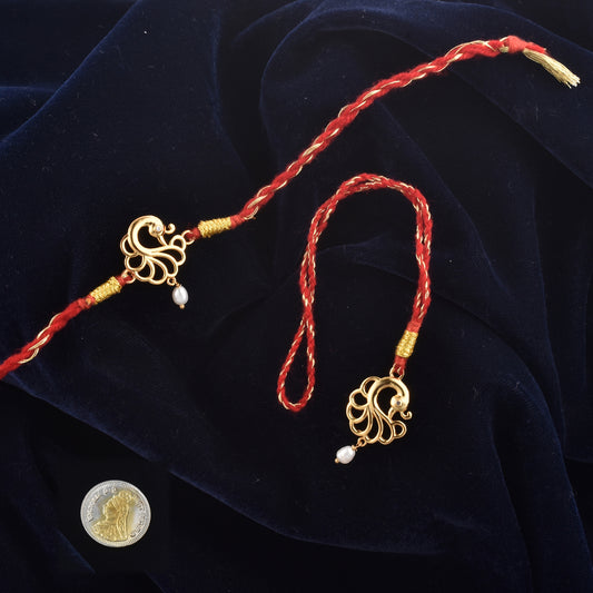 Silver Peacock Couple Rakhi Set