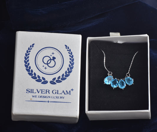 Silver Sky Blue Topaz Necklace