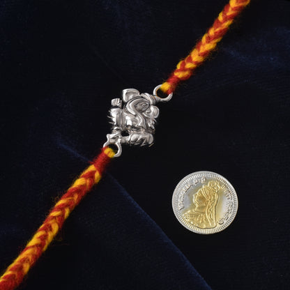 Silver Ganesha Rakhi : Leaf of Luck