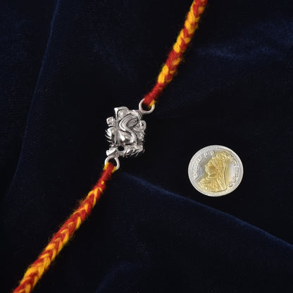 Silver Ganesha Rakhi : Leaf of Luck