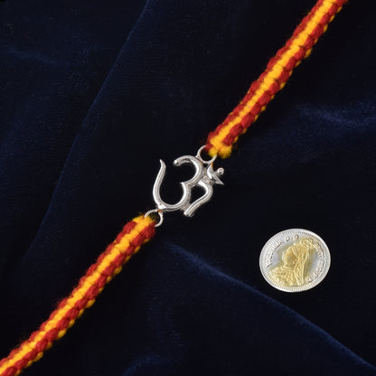 Spirit & Style: Minimal Om Silver Bracelet Rakhi