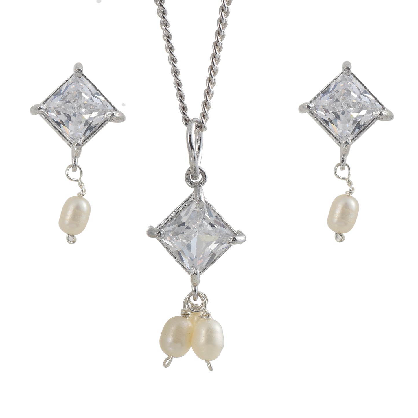 Silver Dewdrop Pearl Set