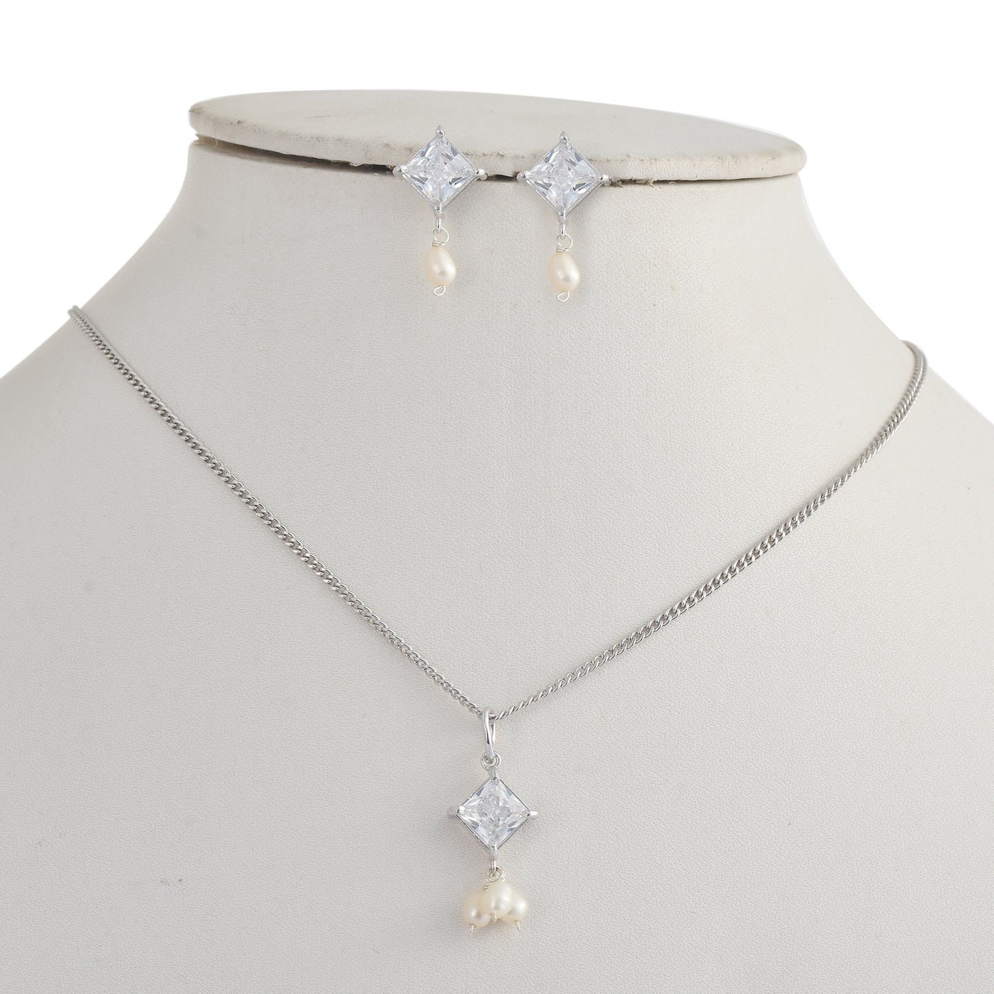 Silver Dewdrop Pearl Set