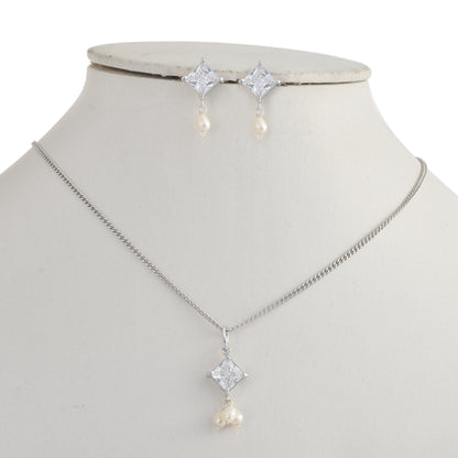 Silver Dewdrop Pearl Set