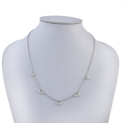 Silver Sparkle Duo Pearls Necklace & Ring Set