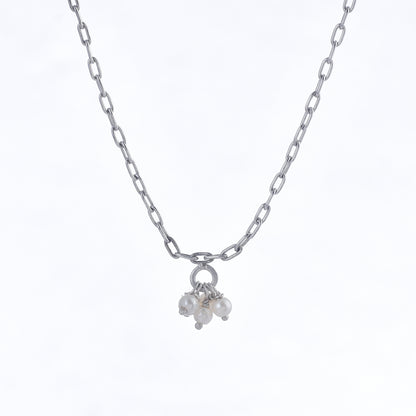 Silver Cluster Pearl Elegance Necklace