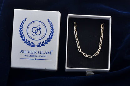 Silver Elongated Link Chain Neckless
