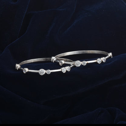 Silver Gleam Zircon Pure Silver Bangle