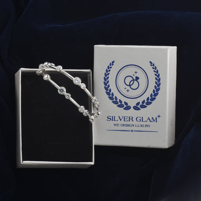 Silver Gleam Zircon Pure Silver Bangle