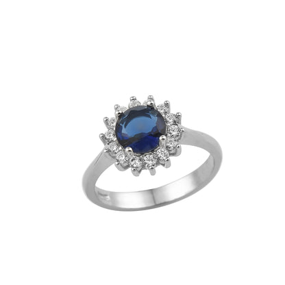 Silver Celestial Blue Zircon Ring