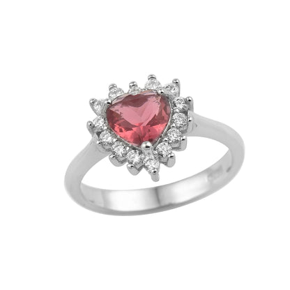Silver Ruby Glow Zircon Ring