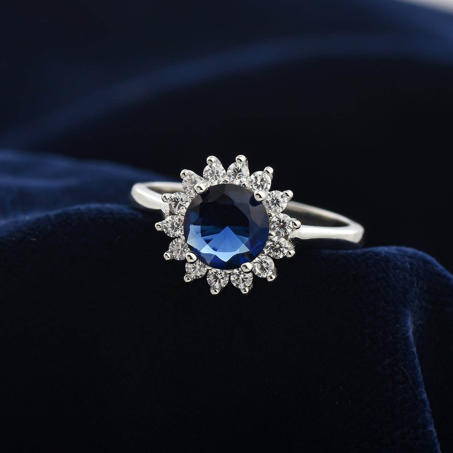 Silver Celestial Blue Zircon Ring
