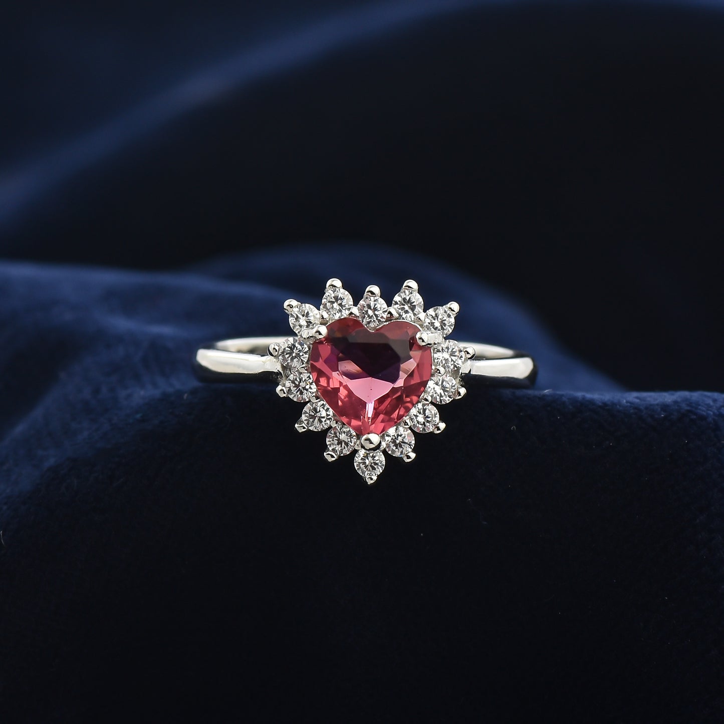 Silver Ruby Glow Zircon Ring