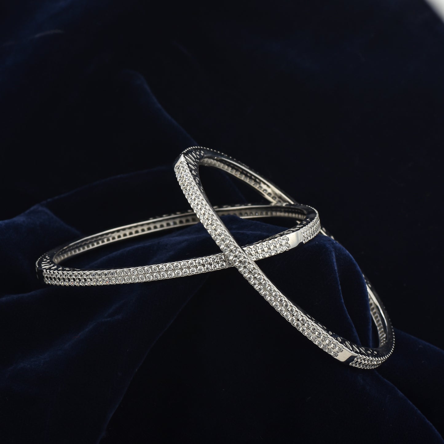 Silver Glint Rhodium Bangles