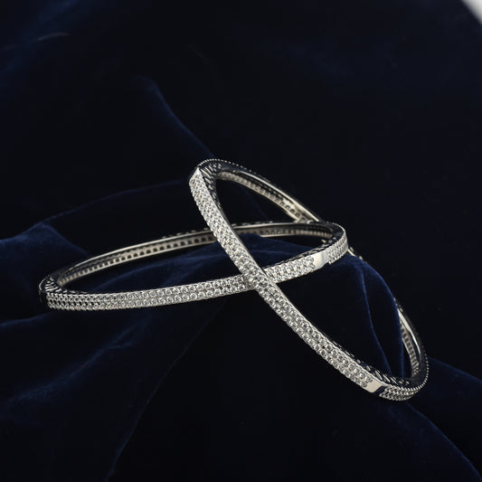 Silver Glint Rhodium Bangles