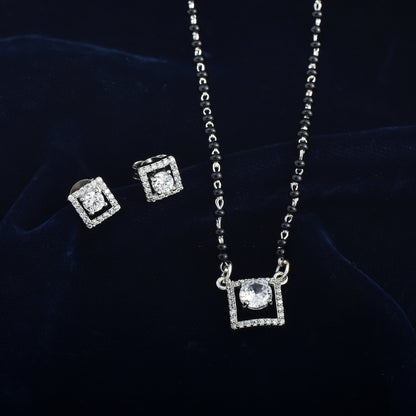 Silver Rhodium Spark Mangalsutra Set