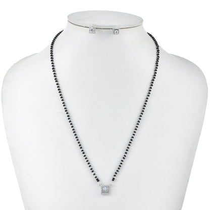 Silver Rhodium Spark Mangalsutra Set