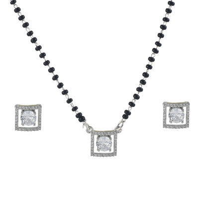 Silver Rhodium Spark Mangalsutra Set