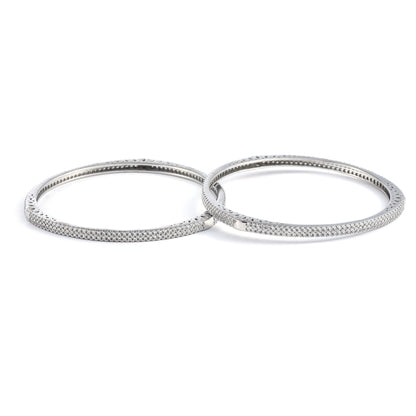 Silver Glint Rhodium Bangles