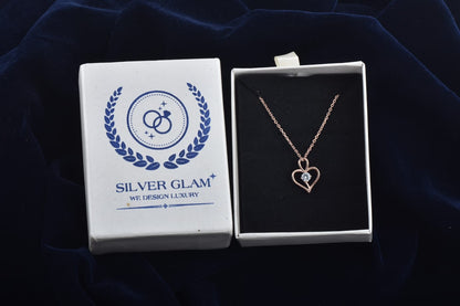 Elegant Rose Gold & Silver Heart Necklace