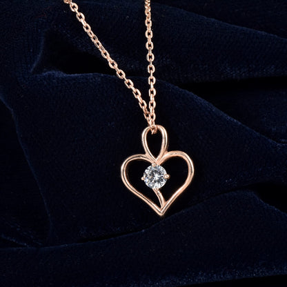 Elegant Rose Gold & Silver Heart Necklace